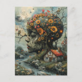 人間の木は鳥や花をかくする ポストカード (正面)