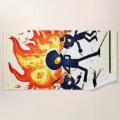 人間の炎のアートワーク ビーチタオル (正面)