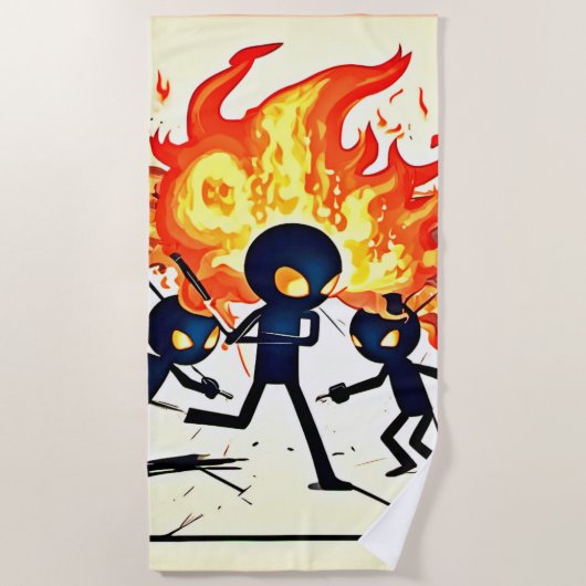 人間の炎のアートワーク ビーチタオル (正面)