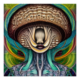 人間の特徴を持ったキノコの入り口 ポスター