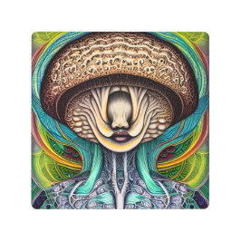 人間の特徴を持ったキノコの入り口 メタルプリント