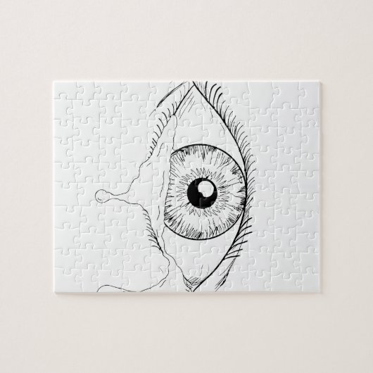 人間の目の泣き叫びの破損の流れるスケッチ ジグソーパズル (横)