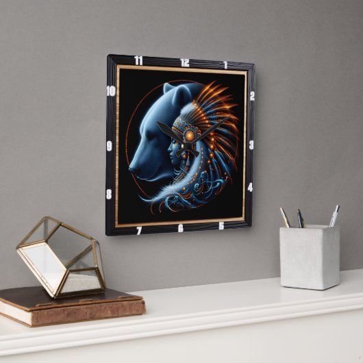 人間の精神と自然の力の調和 スクエア壁時計 (オフィス)