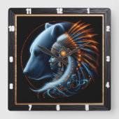 人間の精神と自然の力の調和 スクエア壁時計 (正面)