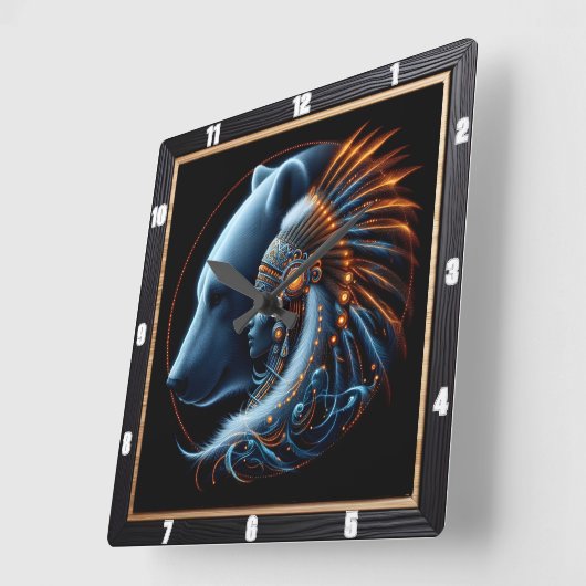 人間の精神と自然の力の調和 スクエア壁時計 (傾斜)