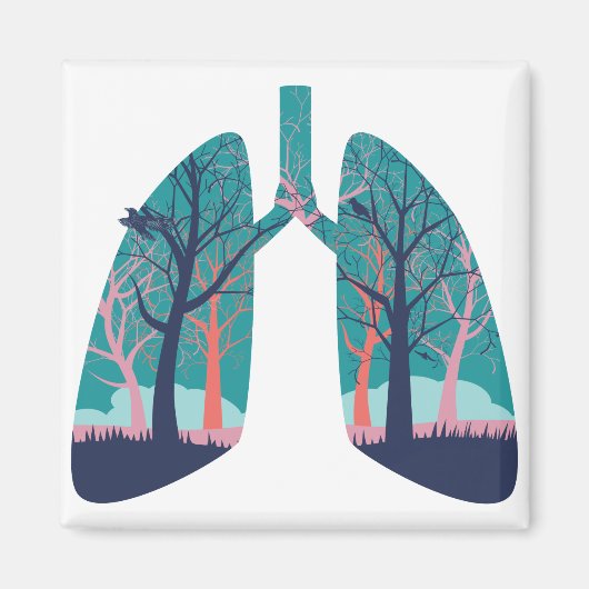 人間の肺と抽象芸術林 マグネット (正面)