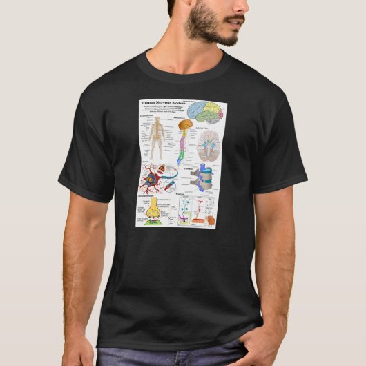 人間の脳および中枢神経系の図表 Tシャツ (正面)
