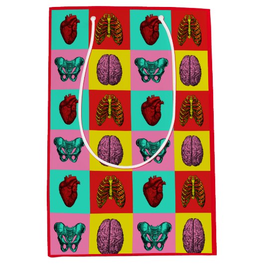 人間の解剖学のポップアート ミディアムペーパーバッグ (正面)