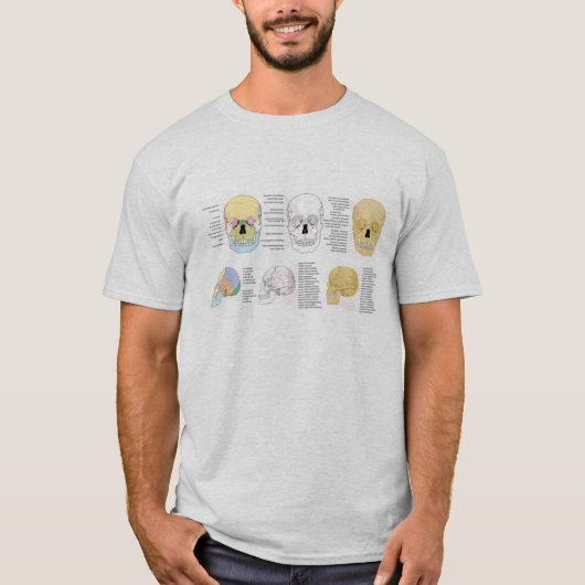 人間の解剖学の人間のスカル色の図解入りの、写真付きのなマグ Tシャツ (正面)