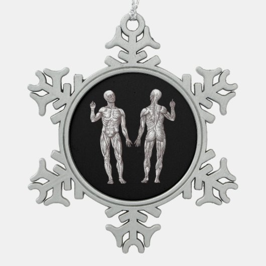 人間の解剖学-筋肉システム スノーフレークピューターオーナメント (正面)