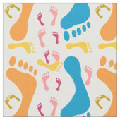 人間の足跡のシカラフルームレスパターン ファブリック (クローズアップ)