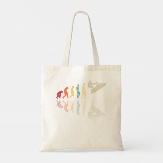 人間の進化ジェットスキーサーフィン使用レトロヴィンテージ トートバッグ (裏面)