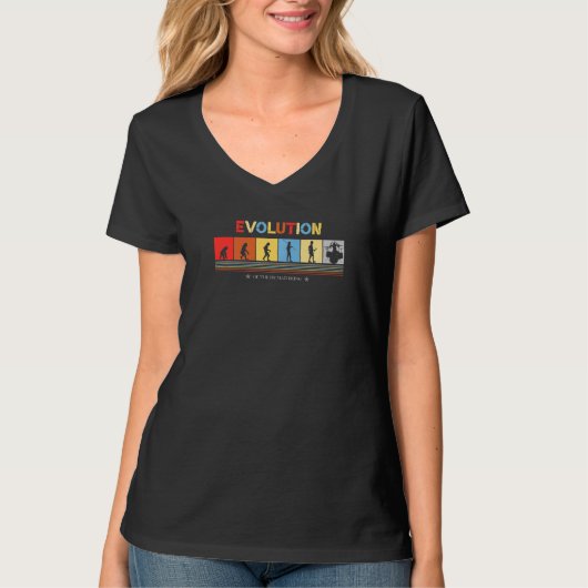 人間の進化ドラマーレトロ70s Dru Tシャツ (正面)