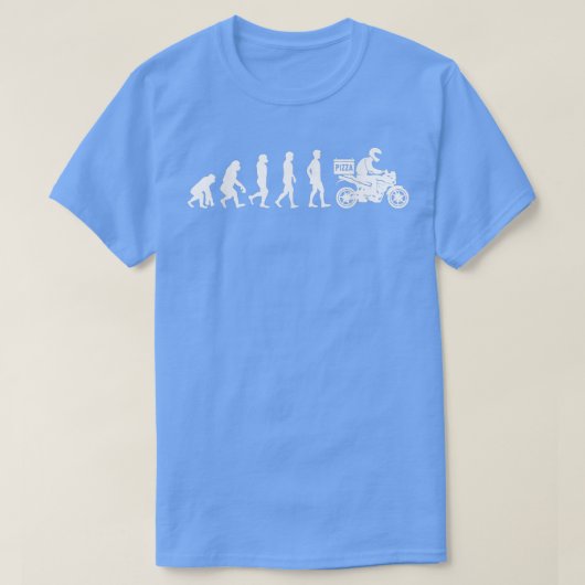 人間の進化ピザデリバリーガイ食べズのピザIt Tシャツ (デザイン正面)