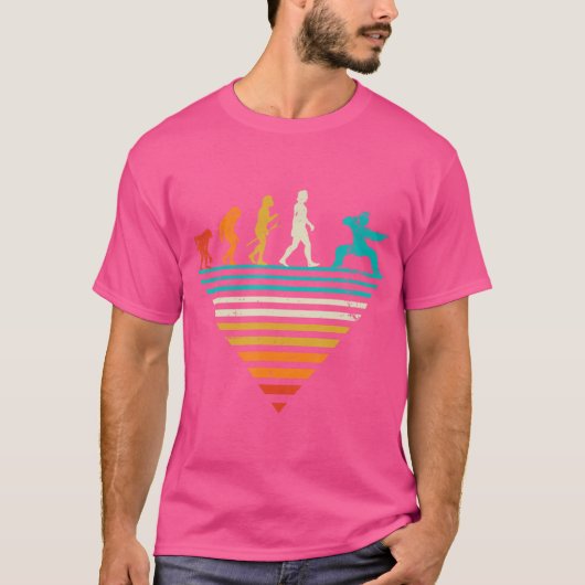 人間の進化 – ファイターヴィンテージカンフー Tシャツ (正面)