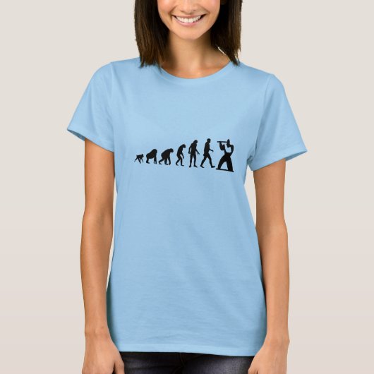 人間の進化: フルートのモダンのTシャツ Tシャツ (正面)