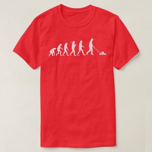 人間の進化 芝刈りTシャツ 芝刈機 Tシャツ (デザイン正面)