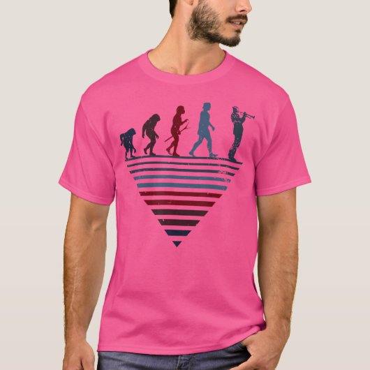 人間の進化 – Trumpeterヴィンテージトランペット Tシャツ (正面)