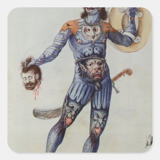 人間の頭を持つ小人 スクエアシール (正面)