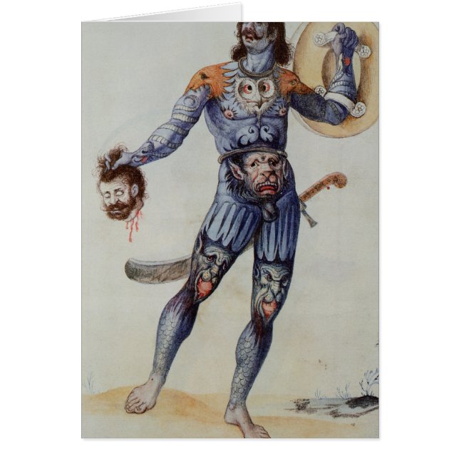 人間の頭を握っているPictish人 (正面)