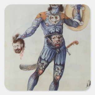 人間の頭を握っているPictish人 スクエアシール
