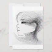 人間の顔の連続線アートイラスト 4 招待状 (正面)