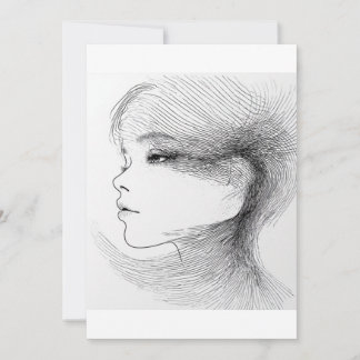 人間の顔の連続線アートイラスト 4 招待状
