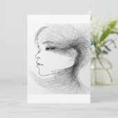人間の顔の連続線アートイラスト 4 招待状 (スタンド正面)