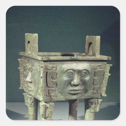 人間の顔を持つ長方形の「ティン」容器 スクエアシール (正面)