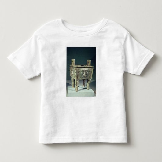 人間の顔を搭載する長方形の「鈴の音」の容器 トドラーTシャツ (正面)