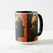 人間の顔&サンライズ | 形而上学的デザイン マグカップ (正面右)