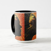 人間の顔&サンライズ | 形而上学的デザイン マグカップ (正面左)