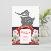 人間の骨の手を持つ猫 - 背景色を選択 招待状 (スタンド正面)