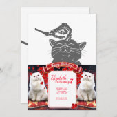 人間の骨の手を持つ猫 - 背景色を選択 招待状 (正面/裏面)