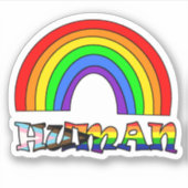 人間のLGBTQ+プライドまたはサポートレインボー シール (正面)