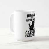 人間はオプション、猫は必需品 ダークユーモア コーヒーマグカップ (正面左)