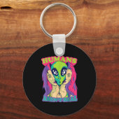 人間は存在しない - 面白いコミックスタイルのエイリアンの外側 キーホルダー (正面)