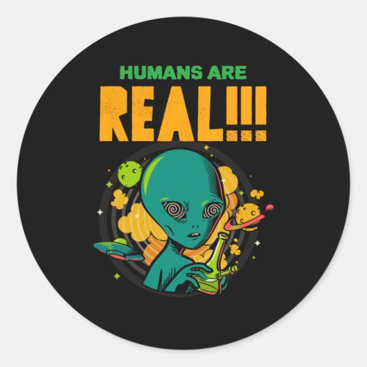 人間は実在!!!!!!衝撃を受けたエイリアンイラストレーター ラウンドシール (正面)
