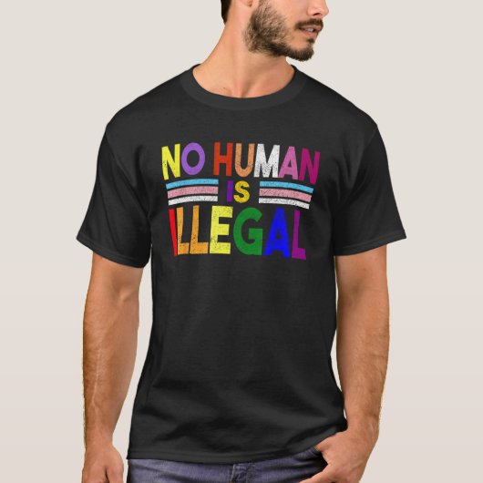 人間は違法ではない人間は違法である Tシャツ (正面)