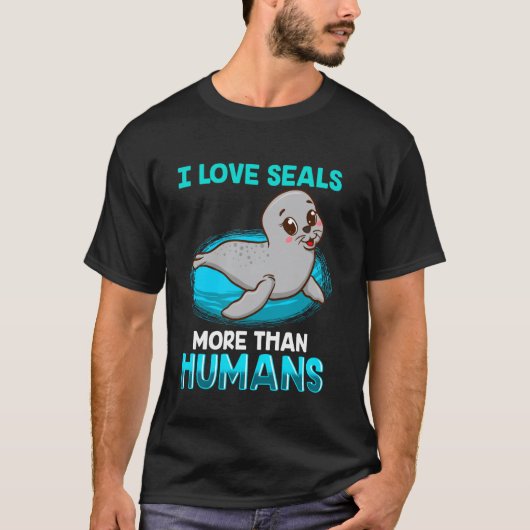 人間よりアザラシが好きな人向けグレーTシャツ ゼニガメ Tシャツ (正面)