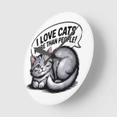 人間より猫が好き» ラウンド壁時計 (傾斜)