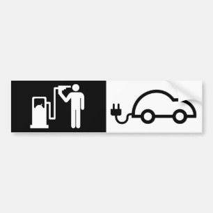 人間アイコンHarikariのガソリンスタンド電気緑車 バンパーステッカー