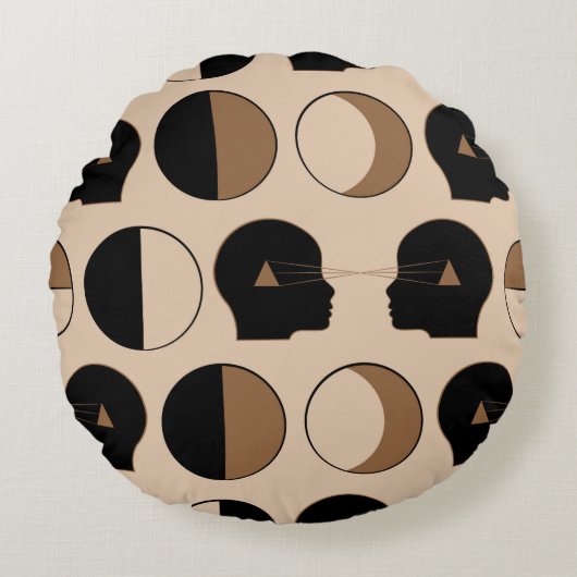 人間エネルギーとのシームレスパターンデザイン ラウンドクッション (正面)