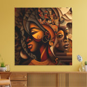 人間カラフル油彩画 キャンバスプリント (インサイチュ (リビング))