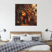 人間カラフル油彩画 キャンバスプリント (インサイチュ (寝室))