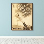 人間キャノンボールヴィンテージサーカスのポスター キャンバスプリント (インサイチュ (ウッドフロア))