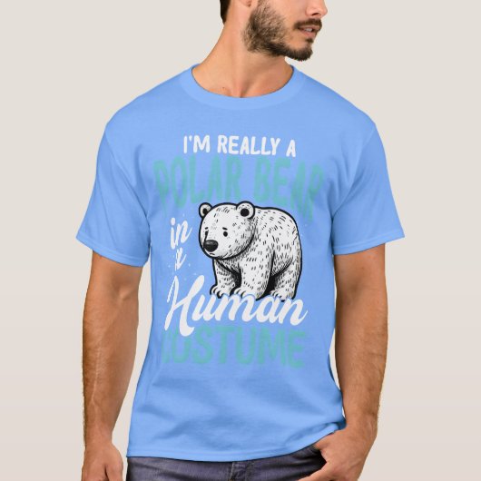 人間コスチュームのホッキョクグマ 楽しいギフト Tシャツ (正面)