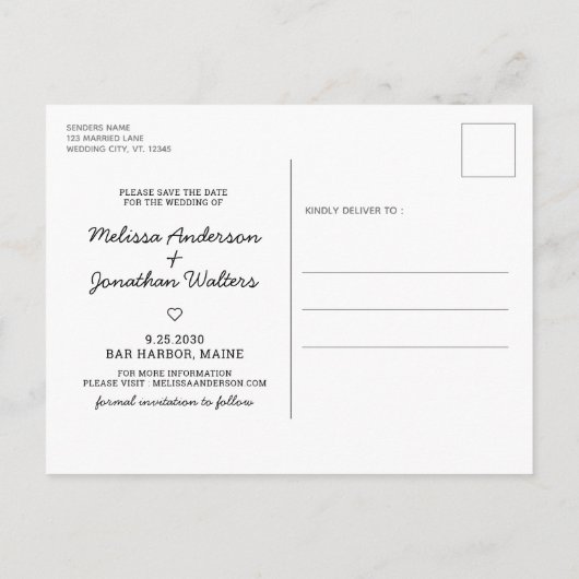 人間シンプルが結婚するペットの写真結婚を撮る 案内ポストカード (裏面)