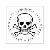 人間スカルとクロスソード海賊返しラベル セルフインキングスタンプ (デザイン)