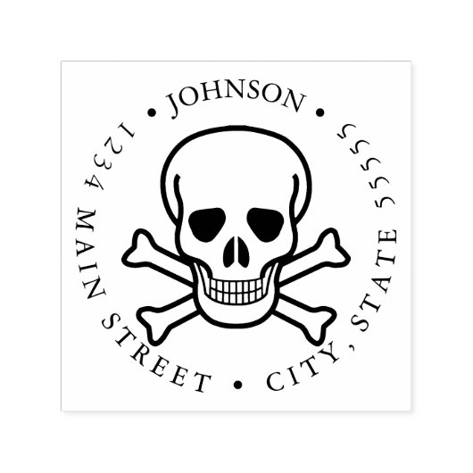人間スカルとクロスソード海賊返しラベル セルフインキングスタンプ (デザイン)
